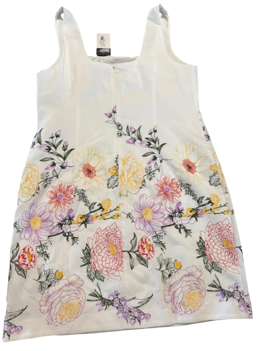 Tahari ASL NWT Floral Embroidered Square Neck Shift Mini Dress Ivory Cream 14 - Picture 10 of 14